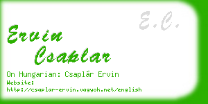 ervin csaplar business card